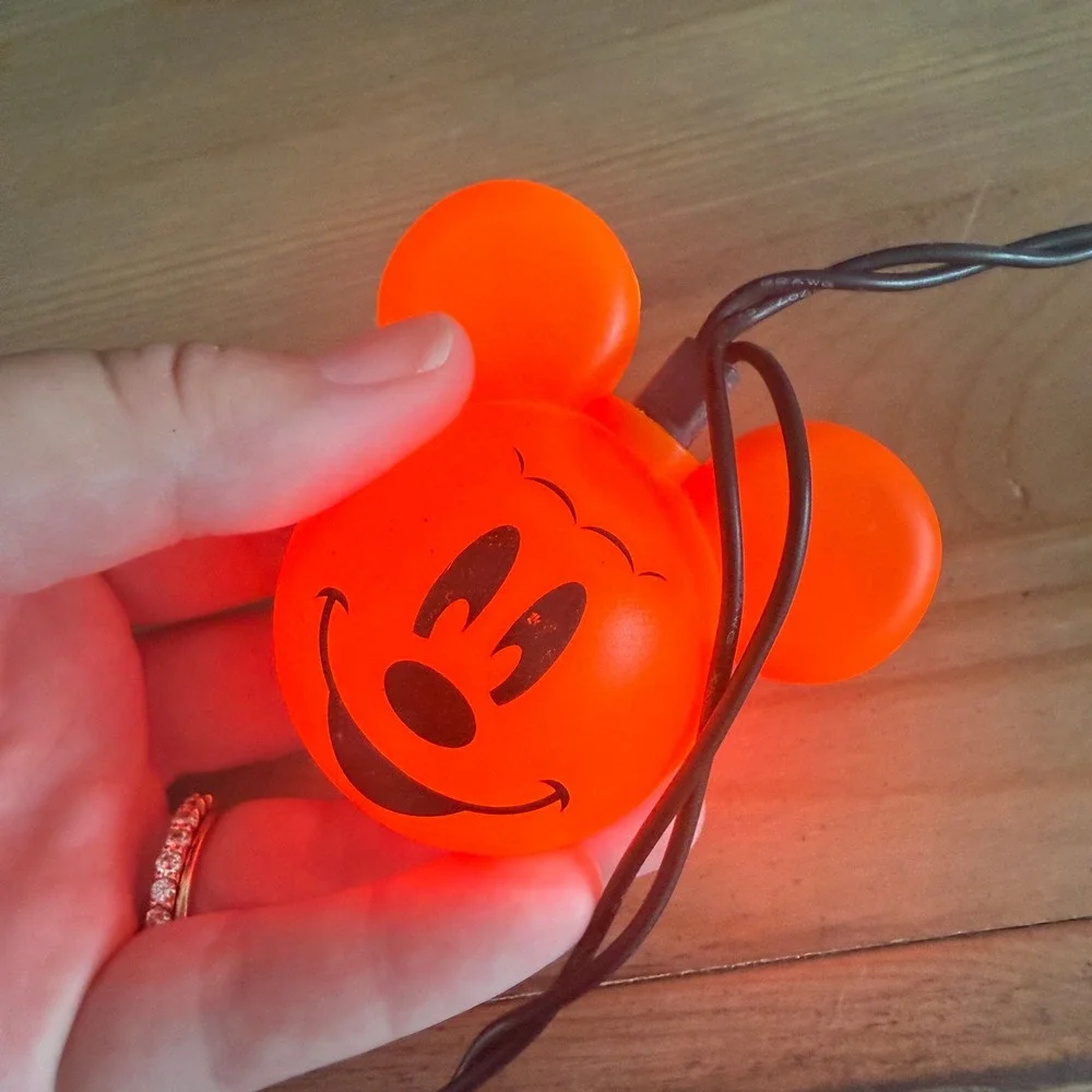 DISNEY PARKS AUTHENTIC MICKEY MOUSE Pumpkin Lights Set/10 Indoor/Outdoor HTF